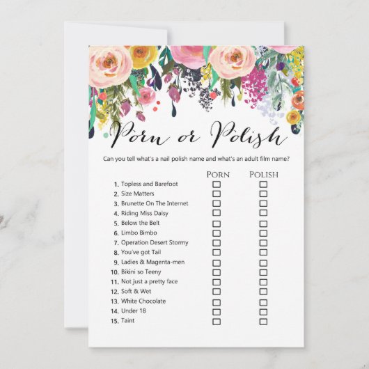 Garden Vrijgezellenfeest Game w antwoord 5x7 forma Kaart (Voorkant)