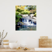 Garden Waterfall met Koi Pond Poster (Keuken)