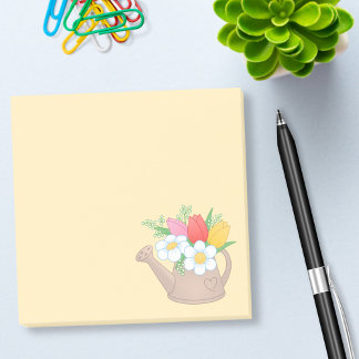 Garden Watering can met Flowers on Yellow Post-it® Notes