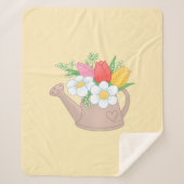 Garden Watering can met Flowers on Yellow Sherpa Deken (Voorkant)