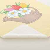 Garden Watering can met Flowers on Yellow Sherpa Deken (3/4)