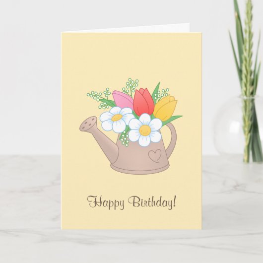 Garden Watering Can with Flowers - Happy Birthday Kaart (Voorkant)