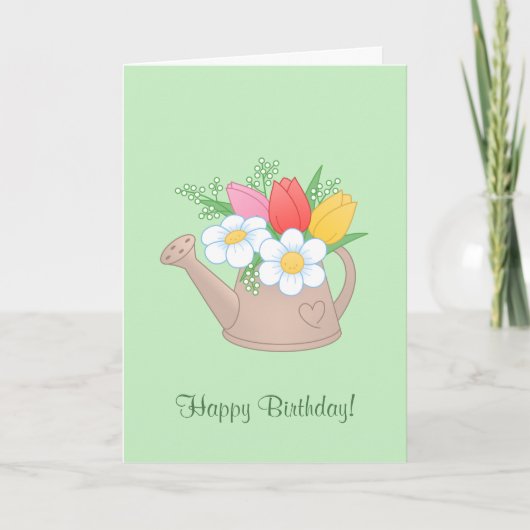 Garden Watering Can with Flowers - Happy Birthday Kaart (Voorkant)
