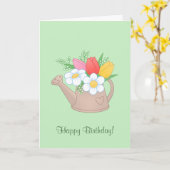 Garden Watering Can with Flowers - Happy Birthday Kaart (Gele Bloem)