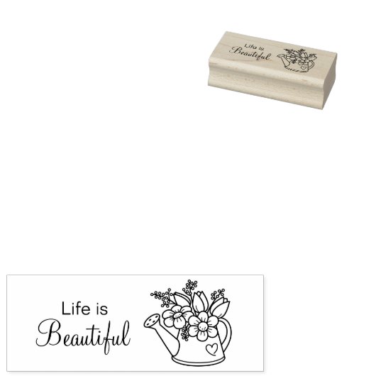 Garden Watering Can with Flowers Life is prachtig Rubberstempel (Gestempeld)