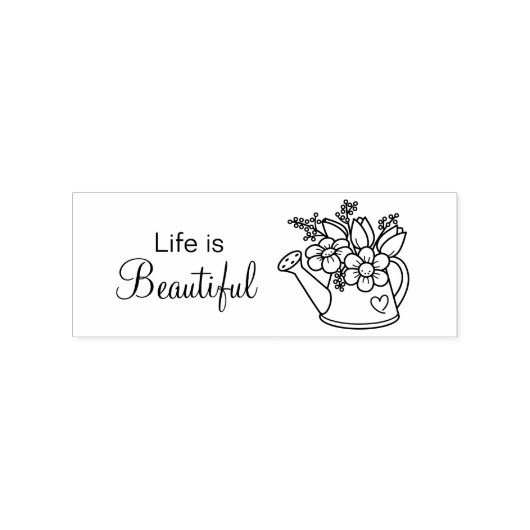 Garden Watering Can with Flowers Life is prachtig Rubberstempel (Afrduk)