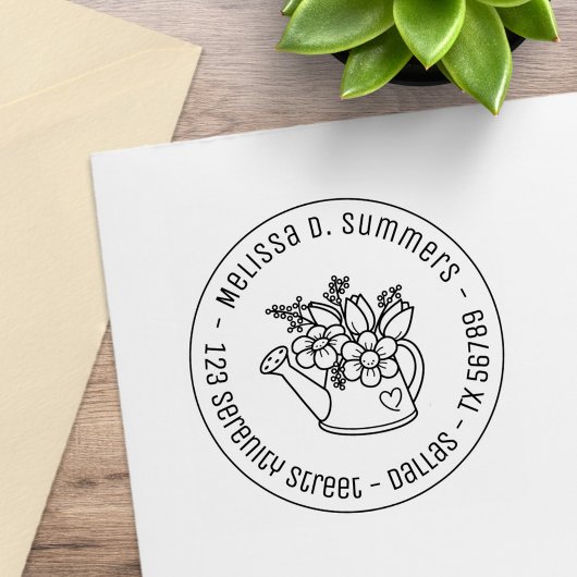 Garden Watering kan bloemen rond adres 3 Rubberstempel