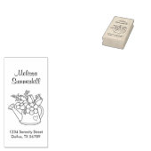 Garden Watering kan met bloemen adres 2 Rubberstempel (Gestempeld)