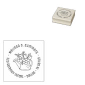 Garden Watering kan met bloemen rond adres Rubberstempel (Gestempeld)