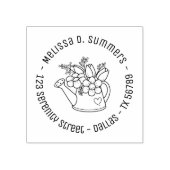 Garden Watering kan met bloemen rond adres Rubberstempel (Afrduk)