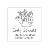 Garden Watering kan met Flowers Address Rubberstempel (Afrduk)