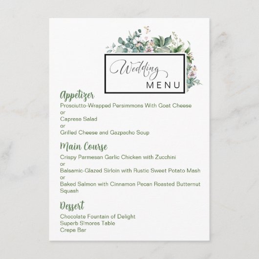 Garden Wedding 4,5-inch x 6,25-inch menu (Voorkant)