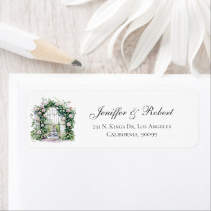 Garden Wedding Bloemen Boog Fontein Etiket
