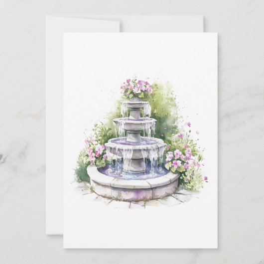 Garden Wedding Bloemen Boog Fontein Kaart (Achterkant)
