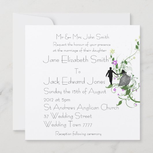 Garden Wedding Bride en Groom Custom Invitations Kaart (Voorkant)