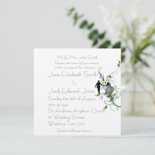 Garden Wedding Bride en Groom Custom Invitations Kaart (Staand voorkant)