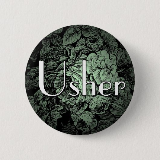 Garden Wedding Button: Usher Ronde Button 5,7 Cm (Voorkant)