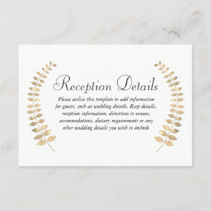 Garden Wedding Golden Leaf Wreath Reception Informatiekaartje