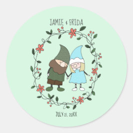 Garden Wedding Nordic Gnomen Couple Custom Favor Ronde Sticker