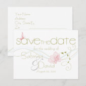 Garden Wedding Pink Lelies Bewaar de datum Aankondigingskaart (Voorkant / Achterkant)