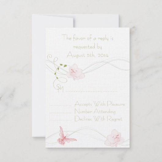 Garden Wedding Pink Lelies RSVP (Achterkant)