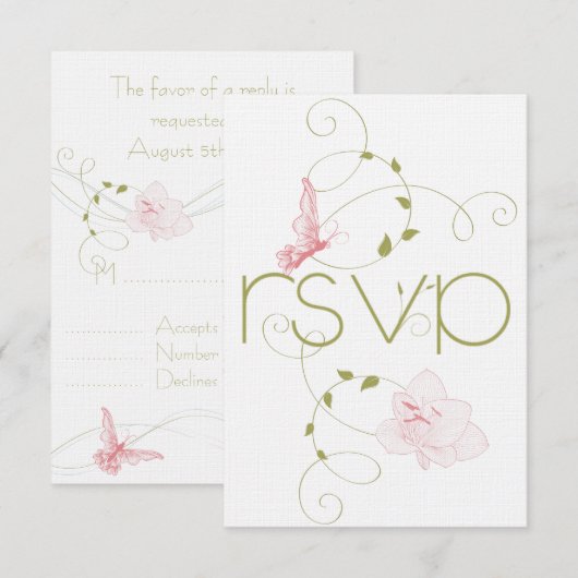 Garden Wedding Pink Lelies RSVP (Voorkant / Achterkant)