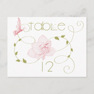 Garden Wedding Pink Lilies Table Card Briefkaart