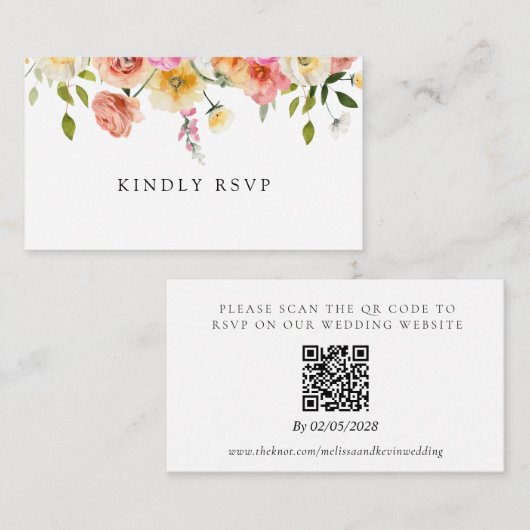 Garden Wedding RSVP QR Code Response Card Informatiekaartje (Voorkant / Achterkant)