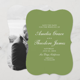 Garden Wedding Save the Date Die-Cut Green Kaart