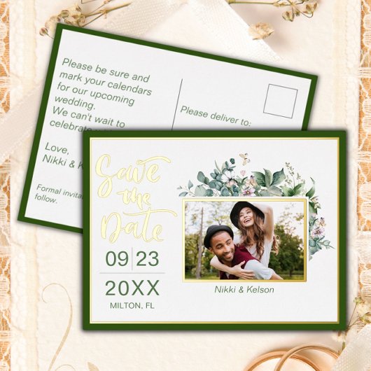 Garden Wedding Save the Date Folie Post Kaart