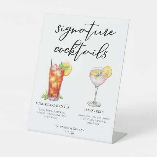 Garden Wedding Signature Cocktails Menu Reclamebord Met Voetstuk (Voorkant)