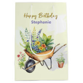 Garden Wheelbarrow Happy Birthday gepersonaliseerd Medium Cadeauzakje (Achterkant)