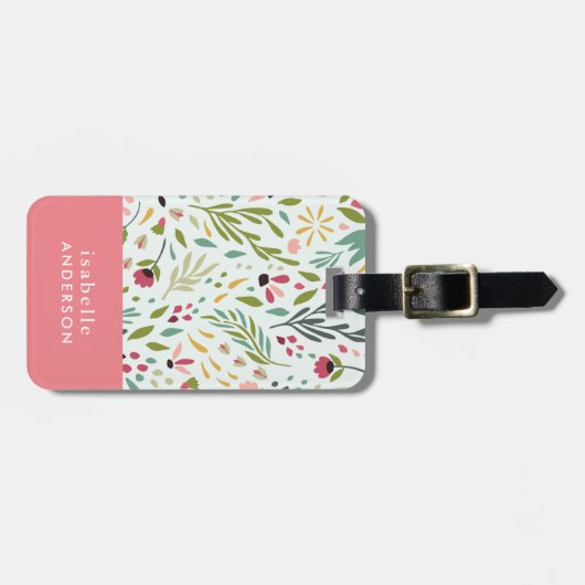 Garden Whimsy Floral gepersonaliseerd Bagagelabel (Voorkant horizontaal)