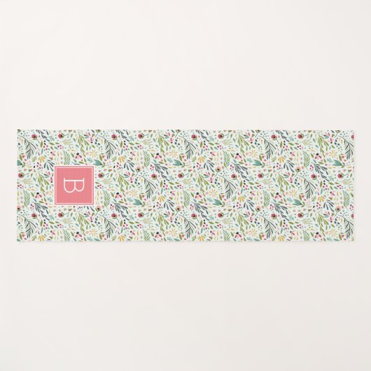 Garden Whimsy Floral Monogram Yogamat (Voorkant (horizontaal))
