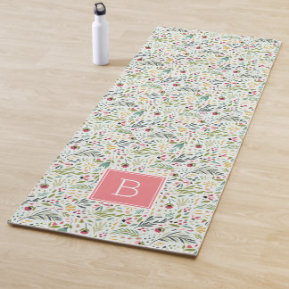 Garden Whimsy Floral Monogram Yogamat