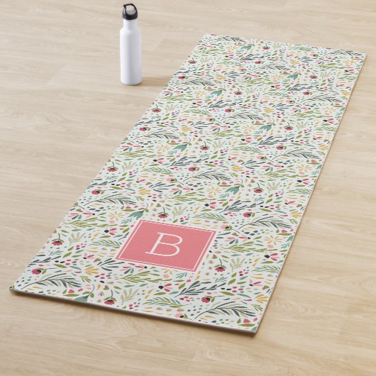 Garden Whimsy Floral Monogram Yogamat (In situ)