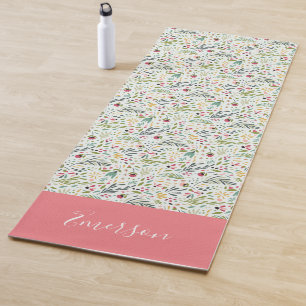 Garden Whimsy Floral Monogram Yogamat
