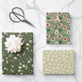 Garden Whimsy Green 3 Inpakpapier Vel