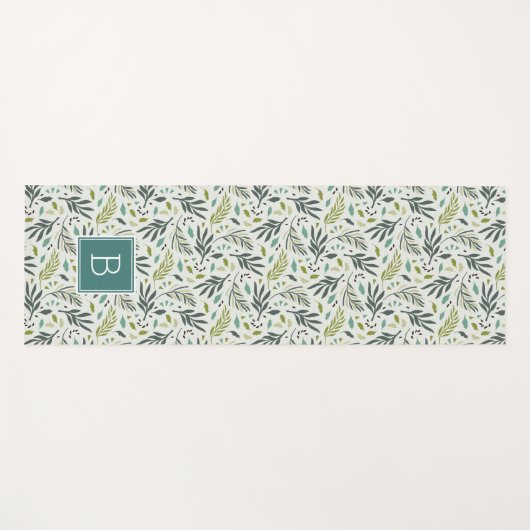 Garden Whimsy Greenery Monogram Yogamat (Voorkant (horizontaal))