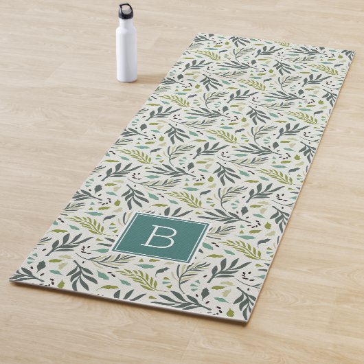 Garden Whimsy Greenery Monogram Yogamat (In situ)