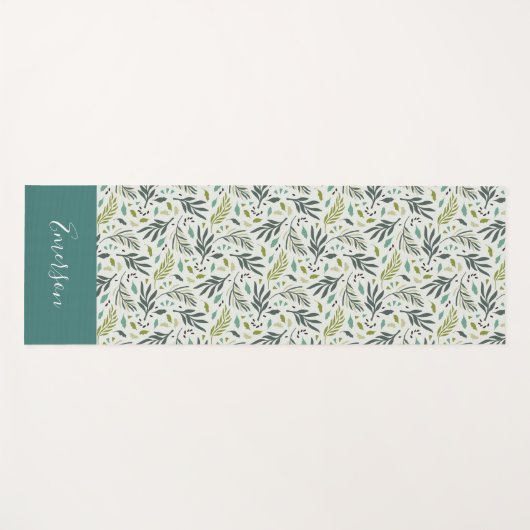 Garden Whimsy Greenery Monogram Yogamat (Voorkant (horizontaal))