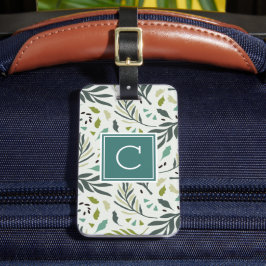 Garden Whimsy Greenery Monogrammed Bagagelabel
