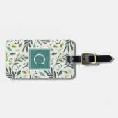 Garden Whimsy Greenery Monogrammed Bagagelabel (Voorkant horizontaal)