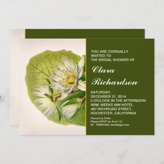 Garden White Lily Bruids Douche Uitnodiging (Voorkant / Achterkant)