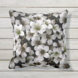 Garden White Saxifraga Flowers Buitenkussen