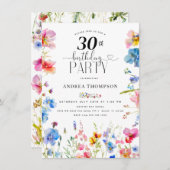 Garden Wildflower 30e verjaardag uitnodigingen (Voorkant / Achterkant)