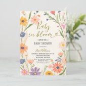 Garden Wildflower Baby in Bloom Invitation Kaart (Staand voorkant)