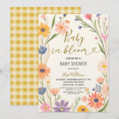 Garden Wildflower Baby in Bloom Invitation Kaart (Voorkant / Achterkant)