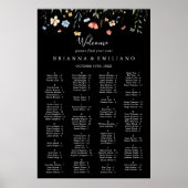 Garden wildflower Black Alphabetical Seating Chart Poster (Voorkant)