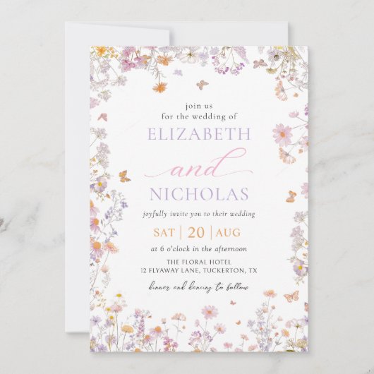 Garden Wildflower bruiloft uitnodiging (Voorkant)